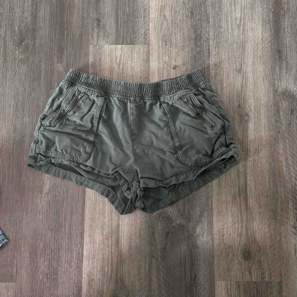 Aerie Short Bundle Boardwalk Zip Pocket Denim Royal Palm Green Shorts - Picture 2 of 11
